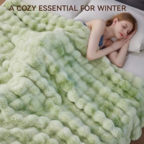 Anysay Faux Fur Throw Blanket,1000GSM Fluffy Soft Bubble Blanket 90''*104'' - Image 5