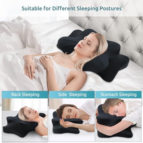 DONAMA Cervical Pillow for Neck and Shoulder Pain Relief, Cooling Contour Memory Foam Pillow, Dual-Height Ergonomic Neck Support Pillow for Side Back Stomach Sleepers with Removable Pillowcase - Image 3
