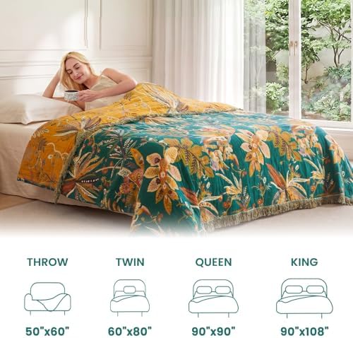 MSGKV Boho Throw Blanket 50"x60" Cotton Summer Floral Blanket for Couch - Image 5