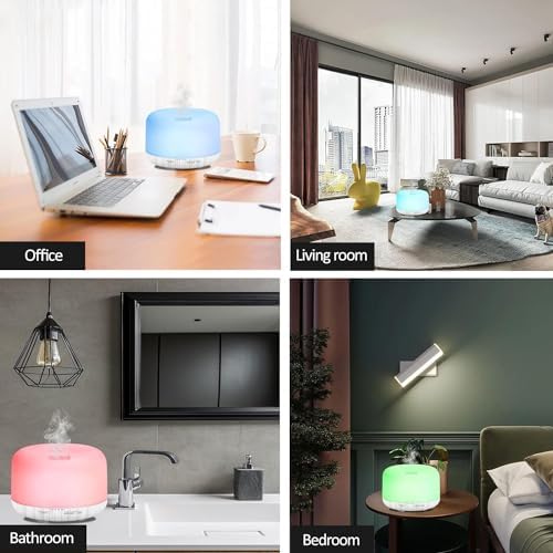 Humidifiers for Bedroom Large Room Home Baby Kids Whole House Hotel Office Desk Plant,500ml Portable Aromatherapy Essential Oil Diffuser Cute Ultrasonic Cool Mist Humidifier with Light Remote - Image 5