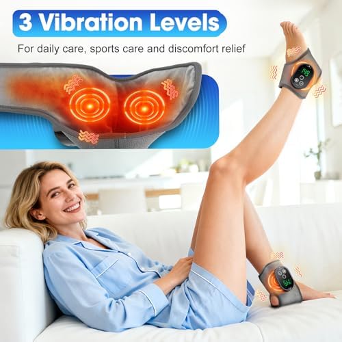 2PCS Cordless Foot Massager for Neuropathy, Foot and Ankle Massager for Circulation and Pain Relief, 3000mAh Rechargeable Ankle Heating Pad with Massage for Plantar Fasciitis, Black - Image 2