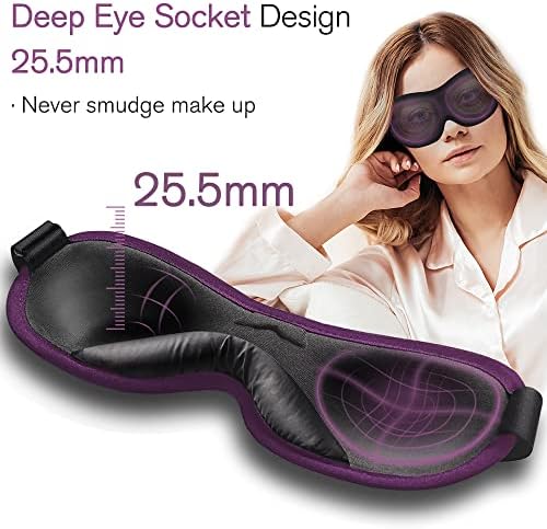 PrettyCare Eye Mask for Sleeping 2 Pack, Sleep Masks for Women Men, 3D Contoured Cup Blindfold Eye Mask, Soft Block Out Light Sleep Mask, for Sleeping, Shift Work, Yoga, Traveling (Black and Purple) - Image 2