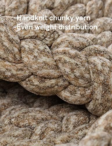 YnM Chenille Weighted Blanket, Handmade Chunky Knitted Design, Soft and Cozy, Temperature Regulating and Breathable, Machine Washable Throw for Sleep or Home Decor (Beige, 80x87 Inch, 25lbs) - Image 2