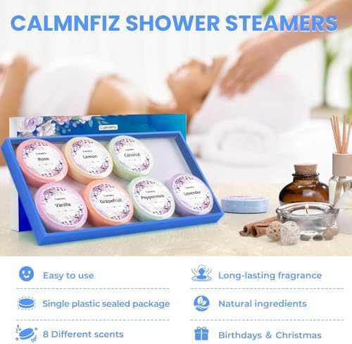 CalmNFiz Shower Steamers Self Care Gifts 2 * 8 Pack, Green & Blue - Image 5