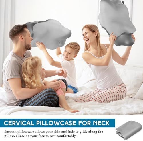 Hahafelt Cervical Neck Satin Pillowcase, Gray, Queen Size - Image 6