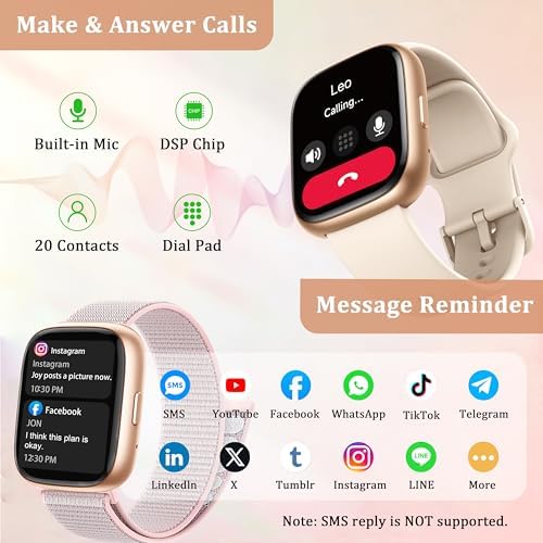 Smart Watch for Women Men, 2026 Upgrade Smartwatch [2 Bands, 44mm case], 1.83" Fitness Tracker Watch Alexa Built-in, Make/Answer Call, HR Sleep Stress Monitor, IP68 Waterproof Step Counter Watch - Image 4
