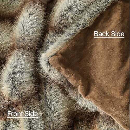 HORIMOTE HOME Luxury Plush Blanket, Soft & Cozy Fur Throw Blanket for Couch, Bed and Sofa, Fluffy Faux Fur Throw, with Shed-Free Design, 50x60 Inches Decorative Blankets, Brown Taupe Stripes - Image 4