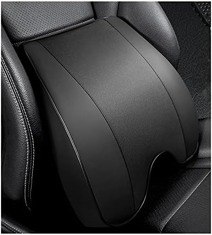 Memory Foam PU Leather Lumbar Pillow - Car Middle/Lower Back Support Pillow - Suitable for Car Seats, Office Chairs, Recliners, etc. (Black) by ZLOHPAE