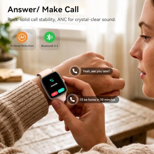 Smart Watch for Women, 1.85" HD AMOLED Fitness Tracker (Answer/Call) with 24/7 Heart Rate/Sleep/SpO2 Monitor for iPhone & Android, 120+ Sports Modes Smartwatch with IP68 Waterproof, 2 Bands - Image 3