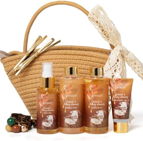 Spa Gift Set for Women, Happy Birthday Gifts for Mom Her Friend Sister Wife, Self Care Get Well Gifts with Coconut & Honey Almond Bath Set for Teengirls,Christmas Gift for Women by HITREES