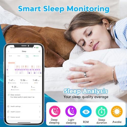 Smart Health Ring,Fitness Rings Tracker with Blood Pressure Monitor Heart Rate Blood Oxygen Sleep Monitor IP68 Waterproof Step Counter Calorie Tracker Health Rings for Women Men Android iOS Phones - Image 4