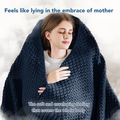Topcee Knitted Weighted Blanket - 48"x72" 12lbs Cooling Chunky Knit Heavy Blanket for Adults Cable Yarn Knit Decorative No Beads Soft, Cozy and Cooling Weighted Throw Blankets Machine Washable - Image 4