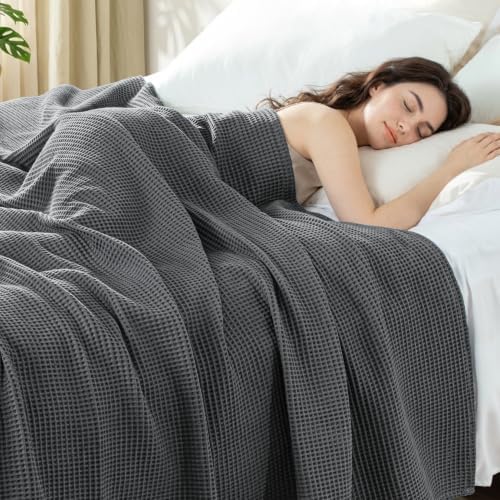 Exclusivo Mezcla 100% Cotton Oversized Waffle Throw Blanket for Couch Sofa - Image 3
