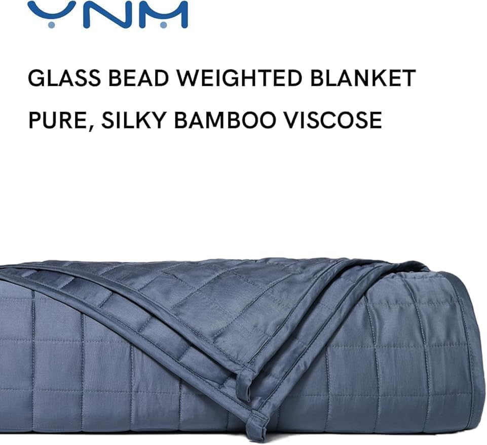 YnM Cooling Weighted Blanket for Adults, 10lbs Heavy Bed Throw for One Person of 90lbs, Perfect for Hot Sleepers or Warm Climates with Rayon/Glass Beads(48x72 Inches,Twin/Full Bed, Blue Grey) - Image 2