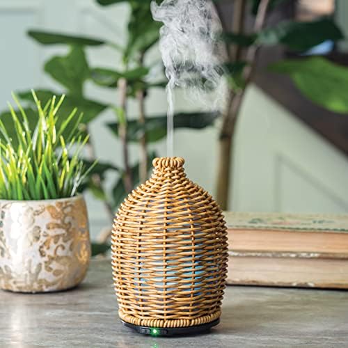 Airome Wicker Medium Essential Oil Diffuser|100 mL Humidifying Ultrasonic Aromatherapy Diffuser 8 Colorful LED Lights, Intermittent & Continual Mist, Auto Shut-Off - Image 3