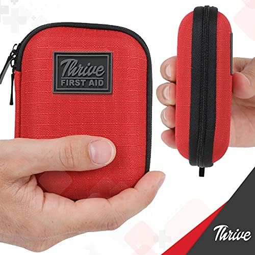 Thrive Mini First Aid Kit - Compact Travel Essentials Pack - Waterproof Camping Essentials Set - Portable Car First Aid Kit & Hiking Supplies Pouch - 66-Piece Set, Red Shell Case - Image 4