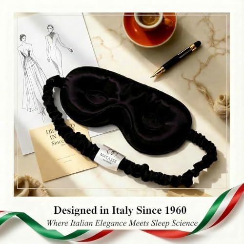 MATASSE 100% Mulberry Silk Sleep Mask, 22 Momme Grade 6A, Black - Image 2