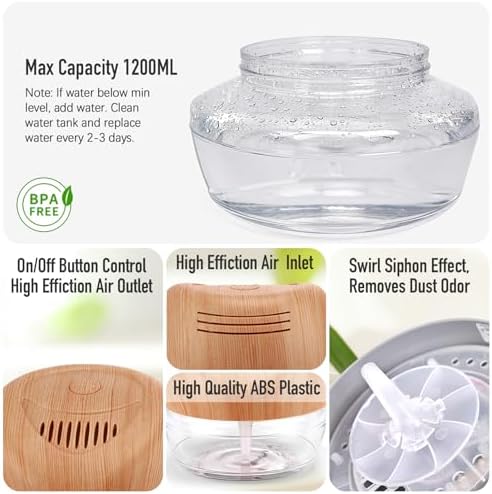 Water-Based Purifier Air Washer, Air Revitalizer & Freshener, Air Fresher with 7 LED Color Changing Light for Rooms (LightYellow) - Image 2