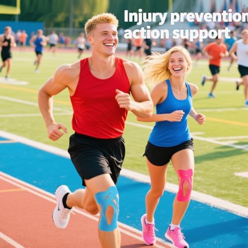 SOON GO Kinesiology Tape for Knees,4 Colors,-High Elastic Knee Support,Knee Pain Relief,Latex-Free Hypoallergenic,Waterproof,Breathable Original Cotton Sports Tape - Image 6