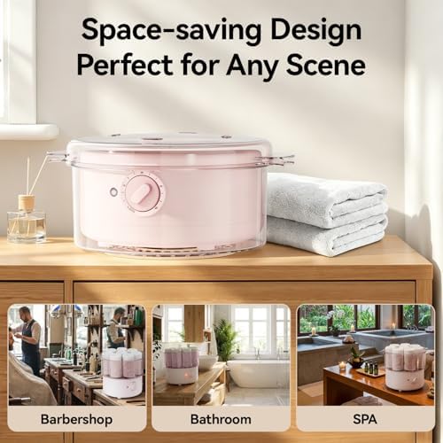 Mini Hot Towel Warmer - 1 min Steam & 60℃ in 20mins, Towel Steamer for Facials/Barber/Massage, Portable 2.4lbs Small Heater for Home Spa/Bathroom/Light Salon Use (Pink-X-Small) - Image 5
