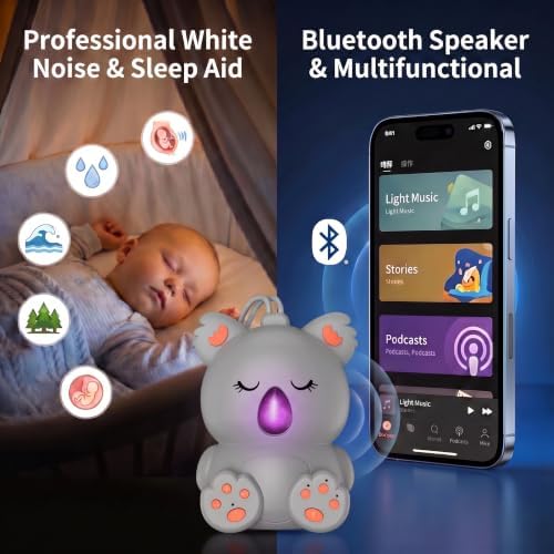 Baby Sleep Sound Machine & Bluetooth Speaker | Portable White Noise Sound Machine with 3 Timers for Nursery, Travel | Non-Looping Soothing Sounds Sleeping Music for Infants, Toddlers & Kids - Image 3
