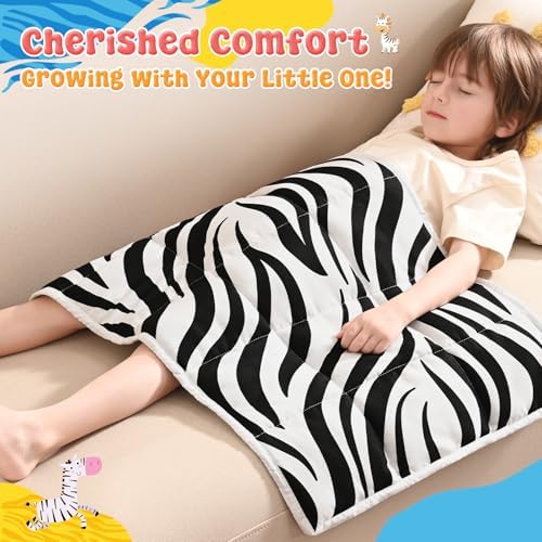anfie Weighted Lap Pad 2 Pounds, Weighted Blanket(20"*30") Cooling Blanket for Resting,Weighted Throw Blanket for Travel Indoor Outdoor (White Zebra) - Image 3