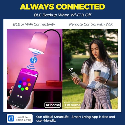 Smart Light Bulbs 60W Equivalent, 9W 800lm, A19 E26 WiFi Smart Bulb Compatible with Alexa & Google Assistant, Color Changing Light Bulb, No Hub Required, 85+CRI, 2.4GHz WiFi Only, ETL Listed, 1PCS - Image 2