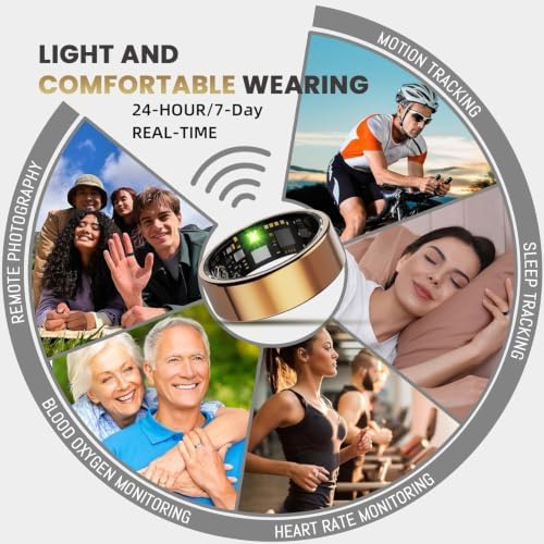 Smart Ring for Women & Men, Health Tracker Ring with Heart Rate, Blood Oxygen,Blood Pressure, IP68 Waterproof Fitness Ring, Sleep Tracker for iPhone and Android, No APP Fee - Image 7