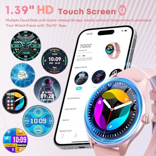 Smart Watch for Women, 1.39" HD Touchscreen Smartwatch with 120 Sports Modes, AI Voice Assistant, Heart Rate/Sleep Monitor, Bluetooth Call & Music Control Fitness Watch for iPhone/Android (Pink) - Image 3
