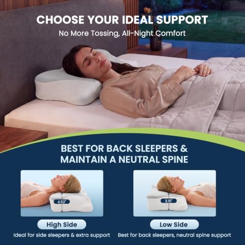 Sweetcrispy King Cervical Pillow for Neck and Shoulder - Ergonomic Memory Foam Pillows, Contour Side Sleeper for Adults, Cooling Orthopedic Neck Support for Back Stomach Sleepers, Grey - Image 5