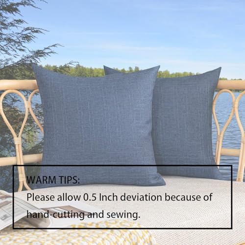 Kevin Textile Outdoor Waterproof 16”x16” Pillow Covers 2 Pack, Blue - Image 2