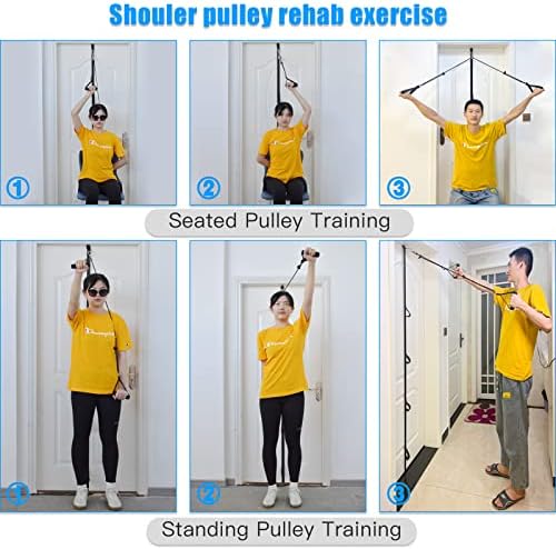 ATENTO Shoulder Rehab Pulley System with Foam Handles│Arm Pulley with Muti-Anchor Door Strap for Physical Therapy Exercises │Latex Resistance Bands for Assisting Rotator Cuff, AC Joint, Shoulder Pain - Image 4