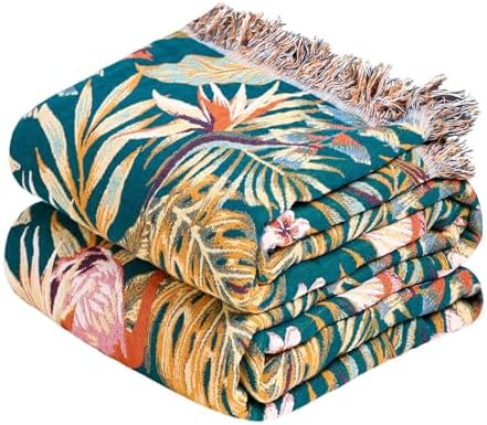 MSGKV Boho Throw Blanket 50"x60" Vintage Jungle Bird Blanket for Couch by MSGKVHomeTextiles