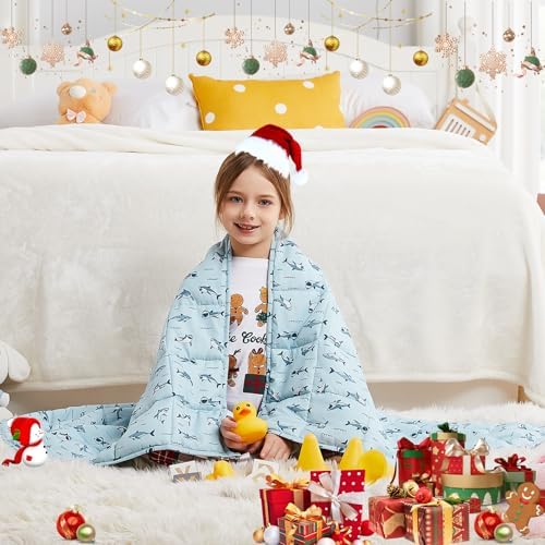 Weighted Blanket - 10 lbs Blue Shark Heavy Blanket - Small Size Breathable Lap Blanket(50"x60", 10 lbs) - Image 5
