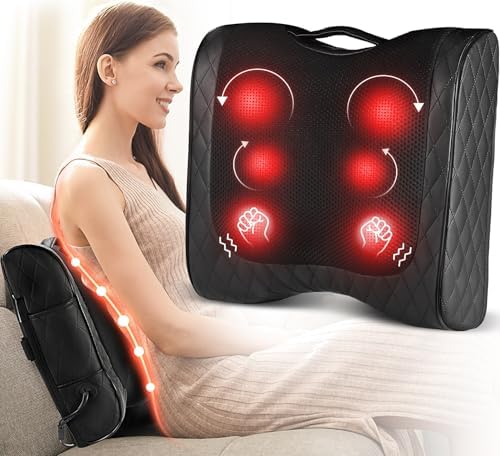 Boriwat Back Massager with Heat, Percussion & Shiatsu 2-in-1 Massager for Lower Back Pain Relief, 3D Deep Tissue Kneading Massage Pillow for Back, Waist, Leg, Foot Relax, Gifts for Women Men by Boriwat