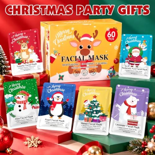KONEUK 60 Pack Christmas Face Masks Skincare for Christmas Gift - Image 7