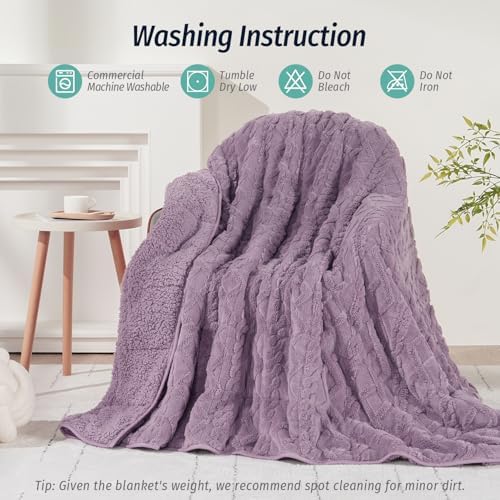 Wemore Sherpa Weighted Blankets for Sleeping Twin 48" x 72" 15 lbs Purple - Image 7