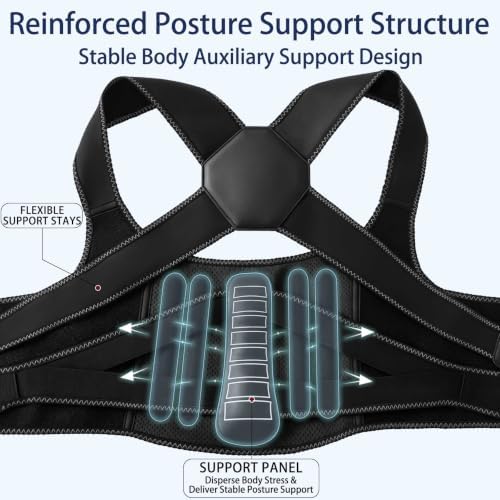 Back Brace Posture Corrector for Women and Men Upgraded Dynamic Traction Correction System Adjustable Shoulder Support Straightener Helps Reduce Upper Lower Back Pain Suitable for Hump Scoliosis Black X-Large - Image 2
