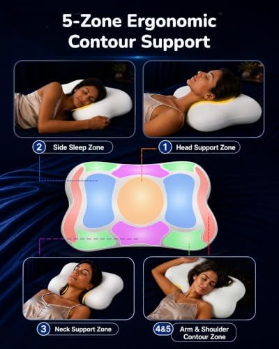 Cervical Neck Pillow for Sleeping, Memory Foam Pillows, White - Image 4