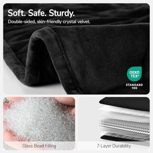 Weighted Blanket for Adults, 15 lbs, 60" x 78", washable Blankets, Black - Image 6