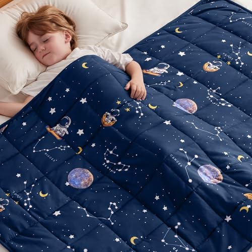 anfie Weighted Blanket(36"x48" 3lbs) Weighted Blanket Cooling Blanket for Resting,Throw Size Breathable Blanket with Premium Glass Bead(Space Navy Blue) by anfie