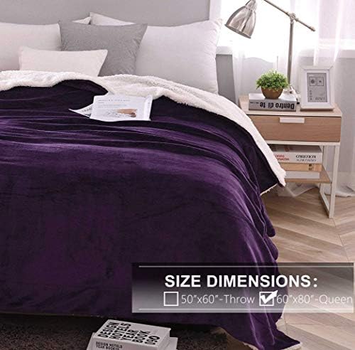 NANPiper Sherpa Blanket - Twin Size Thick Velvet Plush Reversible Bed Blanket for Winter - Purple (60"x80") - Image 2