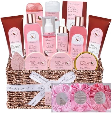 Gift Baskets for Women, Spa Gifts for Women, 17pcs Coconut Spa Gift Set by Ariosemonde