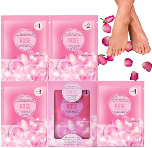 Rose Jelly Pedicure Kit Foot Soak Set - Foot Spa Soak Salt Scrub Intensive Softening Exfoliating Moisturizing, Mud Mask, Urea Cream Lotion for Women and Men, Spa Gift for Pedicure by Unknown