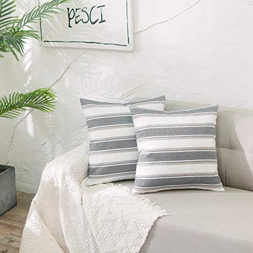 Stripe Pillow Case Soft Faux Linen Square Decorative Throw Cushion Cover Pillowcase with Hidden Zipper for Sofa Bed Couch Living Room 14" x 14 " - Image 5