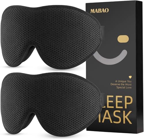 MABAO 2 Pack Sleep Mask for Side Sleeper, Eye Mask for Sleeping, Black by MABAOSleepMasks