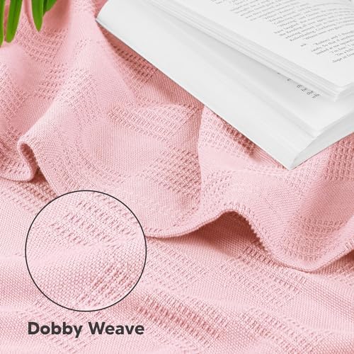 Utopia Bedding 100% Cotton Thermal Blanket Dusky Pink Queen, 90x90 Inches - Image 3