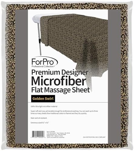 ForPro Designer Microfiber Massage Flat Sheet, 91"L x 61"W, Golden Swirl - Image 3