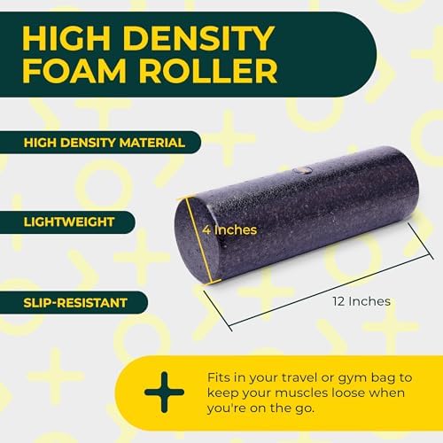 Deep Recovery Yoga Foam Roller for Physical Therapy & Exercise – Black Back Roller for Back Pain, Legs, and Shoulders, 12in x 4in Travel Size – Deep Tissue Massage for Myofascial Release - Image 3