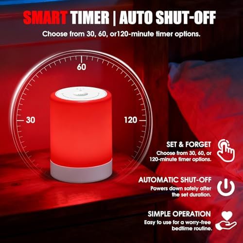 Red Light Therapy Sleep, Red Night Lights With 670nm Wavelength, Touch Control with 3 Distinct Color Modes, For Support Deep Relaxation and Improve Sleeping for Adult & Kid Bedroom, Gift - Image 5